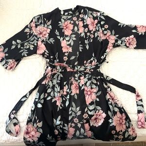 Plus Floral Satin Robe from SHEIN